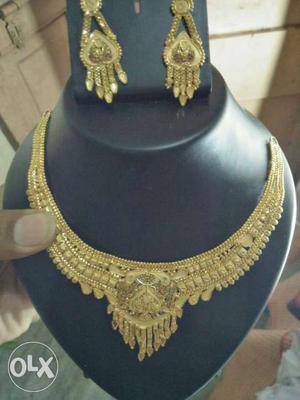Gold Necklace And Hook Earrings