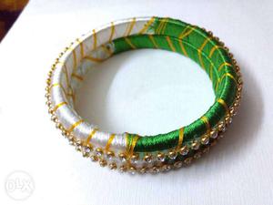 Green And White Velvet Cuffs