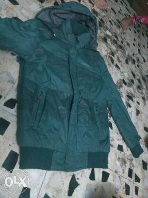 Green Hooded Zip Jacket