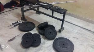 Kore gym set with 50 kilo weights bench incline,
