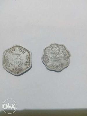 Old coin 3 paisa n 2 paisa