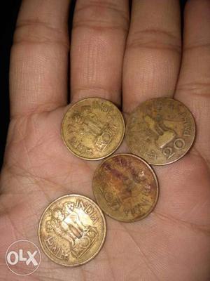 Old indian coin 20 paise