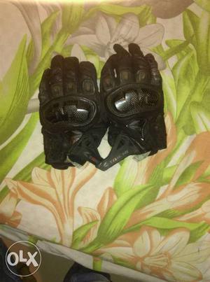 Pair Of Black biker gloves