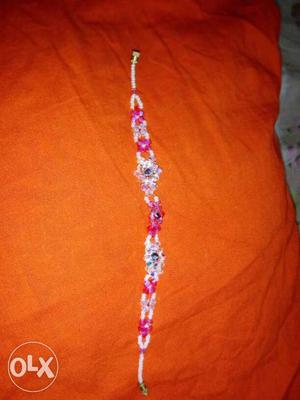 Pink And White Beaded Necklace