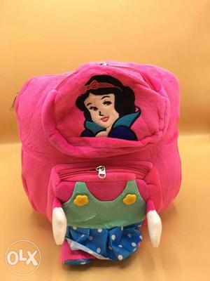 Pink Snow White Printed Backpack