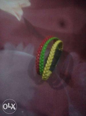Red Green And Yellow Braided Bracelets