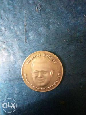 Round Brown Virender Sehwag Coin