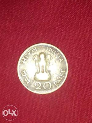 Round Gold 20 Paise Commemorative Coin