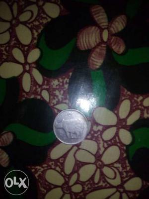 Round Silver Rhino Coin