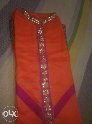 Tangy orange new unused kurti with duppata boutique