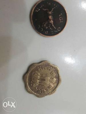 Two Copper And Brown Coins