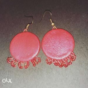 Two Round Red Clay Earing