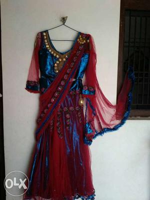 Women's Blue And Maroon dress