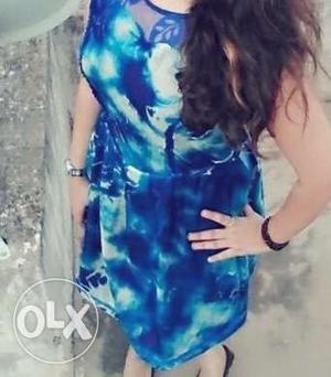 Women's Blue And White Sleeveless Dress xl size