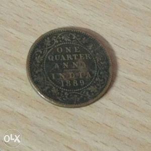 th year Old Indian coin one quarter Anna