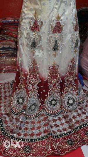 Beaded White And Red Traditional Dress