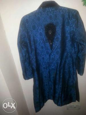 Blue And Black Decorative Design Dress Shirt
