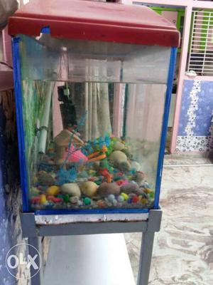 Blue And Red Plastic Frame Pet Tank