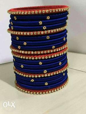 Blue And Red Silk Thread Bangles