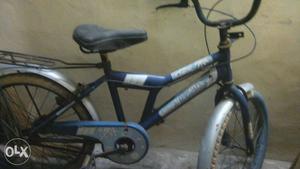 Blue And White Hybrid Bicycle