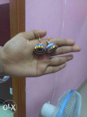 Blue And Yellow Jhumka Earrings