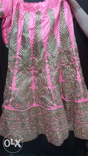 Bridal lengha neon pink colour with beautiful