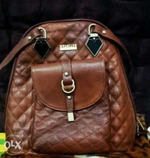 Brown Leather Quilted Wrangler Backpack