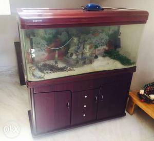 Brown Wooden Fish Tank Stand