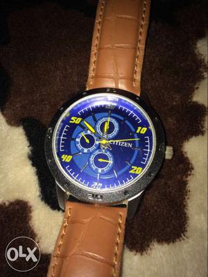 Citizen Brown Leather Strap With Blue Dial Watch