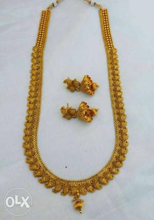 Gold Necklace And Pair Of Earrings