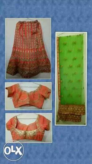 Last 2day's offer one time wearing orange colour lehnga,