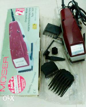 Maroon And White Moser Hair Clipper With Box