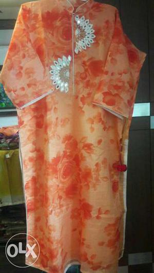 Orange And Red Floral Traditional Dress