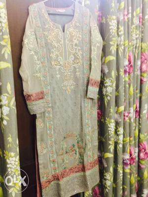 Pakistani Lawn suit, pure chiffron fabric 3 pc set