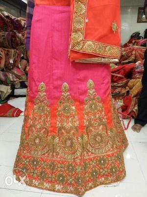 Pink And Beige Floral Asian Traditional Dress