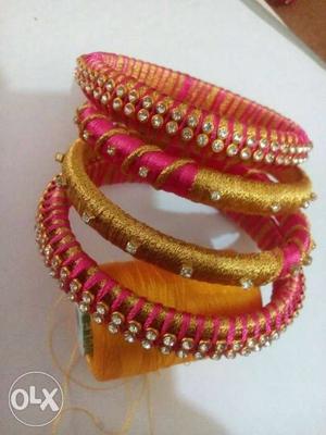 Pink And Gold Bangel Bracelet