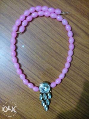 Pink And Silver Beaded Necklace