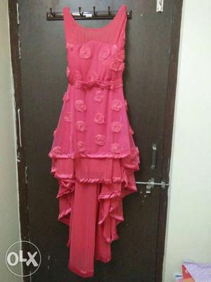 Pink Floral Sleeveless Layered Dress