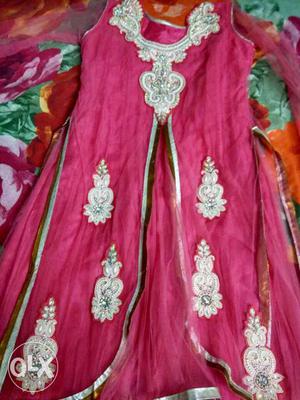 Pink color suit with pearl work unused