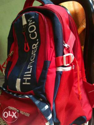 Red And Blue Hilfiger.com Backpack