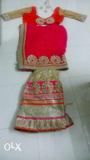 Red And Brown Floral Traditional Dress "Chaniya Choli"