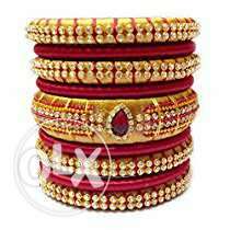 Red And Gold Thread Bangles