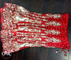 Red Bridel lehnga with dupatta(Heavy Embellished) one time