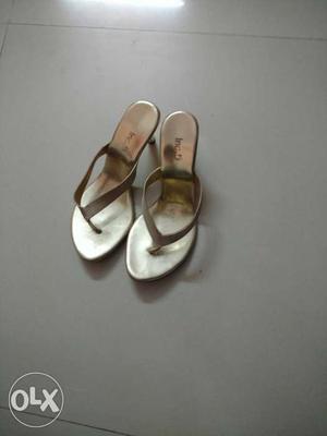 Silver-colored Heeled Sandals