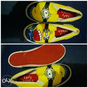 Toddler's Pair Of Yellow Minion Slip On Sneakers