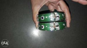 Two Green Wooden Bracelets