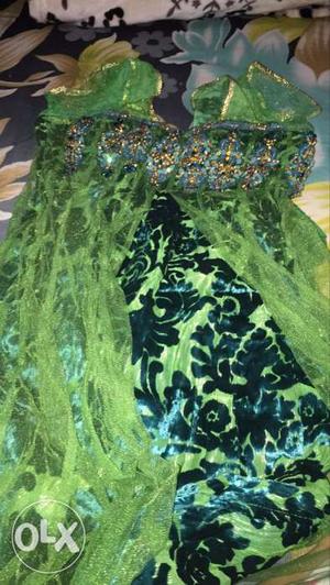 Unused green color suit with dupatta and bottom