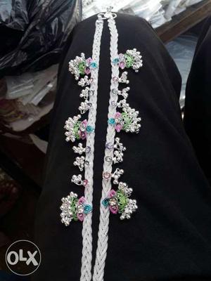 White And Pink Floral Beaded Belt