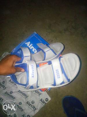 White-and-blue Aircity Sandals