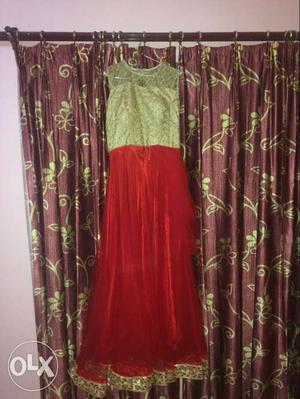 Women's Gold And Red Dress